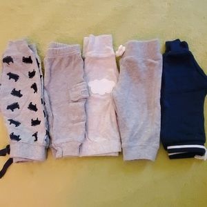 5 pairs of baby pants 0-3